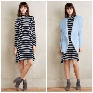 Maeve Anthro turtleneck stripe stretch dress small